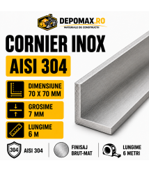 Cornier inox AISI 304, 70 x 70 x 7 mm, 6 metri